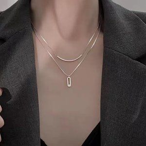 s925 sterling silver new double necklace